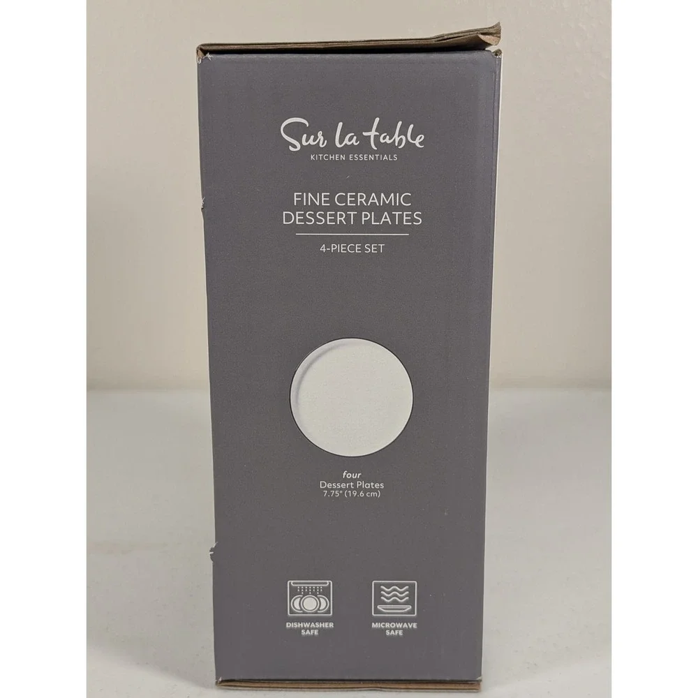 Sur La Table Fine Ceramic Dessert Plates 4-Pack 7.75